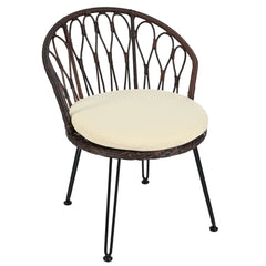 U_STYLE Outdoor Leisure Set, 2 Rattan Single Chairs with Glass Round Table