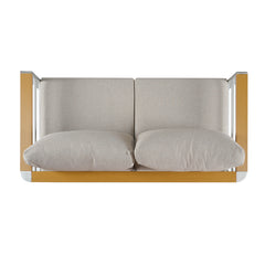 Cora Outdoor Aluminum Loveseat, Silver Frame with Beige Cushion