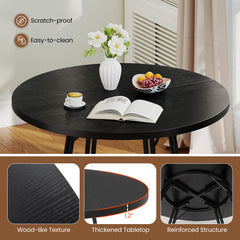 47 Inch Dining Table for 4-6 People Round Kitchen Table with Cross Base