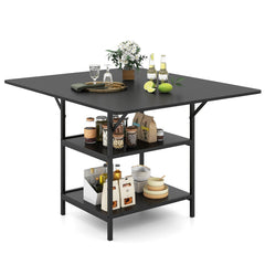 47 Inch Rectangular Dining Table with 2 Open Storage Shelves and Sturdy Metal Legs for 4-6