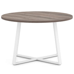 47 Inch Round Dining Table with Stable X-shaped Base and Round Thickened Tabletop