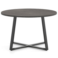 47 Inch Round Dining Table with Stable X-shaped Base and Round Thickened Tabletop