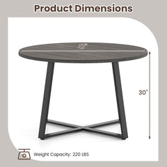 47 Inch Round Dining Table with Stable X-shaped Base and Round Thickened Tabletop