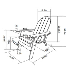 Folding Adirondack Chair with Dual Cup Holder - White