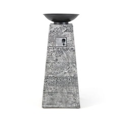 48-Inch Large Outdoor Propane Fire Bowl Column With Cover & Lava Rocks (SAK70938)
