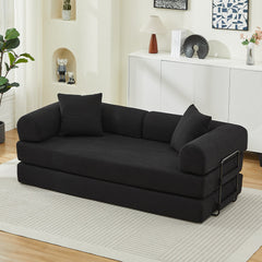 Folding Sofa Bed with Corduroy Upholstery and 2 Pillows