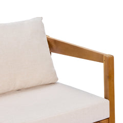 4 Piece Acacia Wood Patio Furniture Set with Soft Cushions