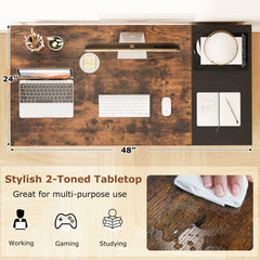 48 Inch Computer Desk with 2 Fabric Drawers Industrial Home Office Desk-Rustic Brown