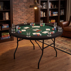 48 Inch Foldable Poker Table with 8 Cup Holders and Padded Edges