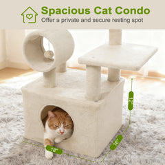 48 Inches Tall Cat Tree Multi-Level Kitten Tower with Large Condo Padded Top Perch