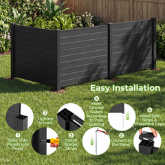 48 x 38 Inch Air Conditioner Fence 3 Panels with Metal Ground Stakes for Patio Backyard