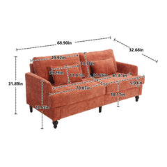 Mid Century Modern Fabric Loveseat Sofa, 2 Seat Upholstered Couch