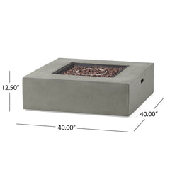 Contemporary 50,000 BTU Square MgO Fire Table with Clean Lines in Light Grey