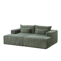 87' Oversized Sectional Lounge Chaise with Plush Corduroy Fabric