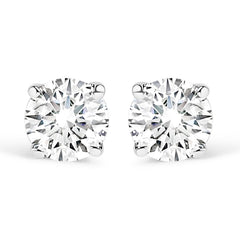 AGS Certified 14K White Gold 1.0 cttw 4-Prong Set Brilliant Round-Cut Solitaire Diamond Push Back Stud Earrings (F-G Color, I1-I2 Clarity)