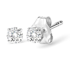 14K White Gold 1/2 Cttw Round Lab Grown Diamond Solitaire Stud Earrings
