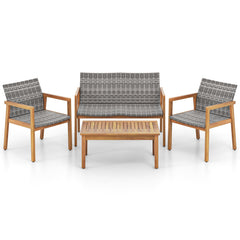 4-Piece Patio Furniture Set with Loveseat Single Chairs and Coffee Table