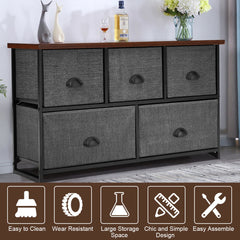 Wood Dresser Storage Unit Side Table Display Organizer-Gray