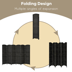 6.5Ft 6-Panel Weave Folding Fiber Room Divider Screen
