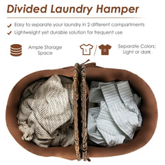 Handwoven Laundry Hamper Basket with 2 Removable Liner Bags