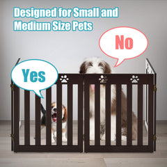 24 Inch Folding Wooden Freestanding Pet Gate Dog Gate with 360° Hinge