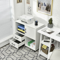 Mobile File Cabinet with Lateral Printer Stand and Storage Shelves