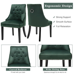Modern Upholstered Button-Tufted Dining Chair with Naild Trim