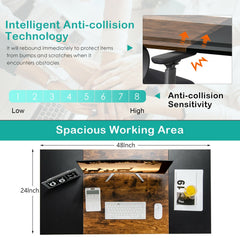 48 Inch Electric Sit to Stand Desk with Keyboard Tray