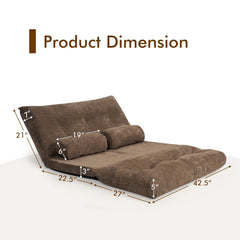 6-Position Adjustable Sleeper Lounge Couch with 2 Pillows