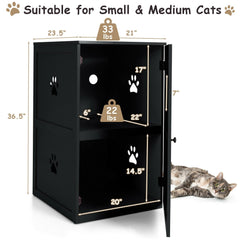 2-tier Litter Hidden Cat House With Anti-toppling Device