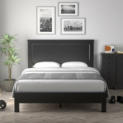 Full Size Platform Slat Bed Frame with High Headboard