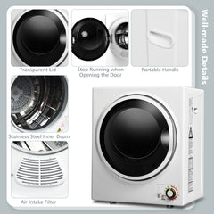 1.5 Cu .ft Clothes Dryer with with Stainless Steel Wall Mount
