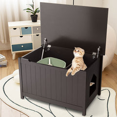 Wooden Cat Litter Box Enclosure with Top Opening Side Table Furniture