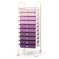 10 Drawer Rolling Storage Cart Organizer with 4 Universal Casters-Purple