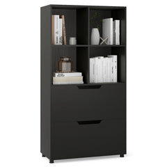 4-Cube Bookcase with 2 Drawers 51 inch 5-Tier Tall Freestanding Bookshelf