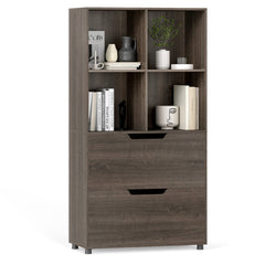 4-Cube Bookcase with 2 Drawers 51 inch 5-Tier Tall Freestanding Bookshelf