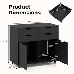 4 Drawer File Cabinet with Wheels for Home Office Organization