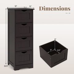 4-Drawer Freestanding Floor Cabinet with Anti-Toppling Device