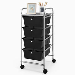 4-Drawer Cart Storage Bin Organizer Rolling with Plastic Drawers-Black