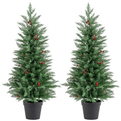 4 FT Pre-lit Christmas Trees with 70 Warm White LED Lights and 173 Branch Tips 2 Pack