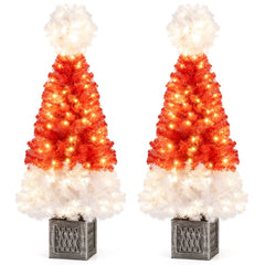 4 Feet Artificial Christmas Tree with 300 Branch Tips and 100 Warm White LED Lights
