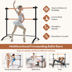 4 Foot Portable Freestanding Double Ballet Barre-Black