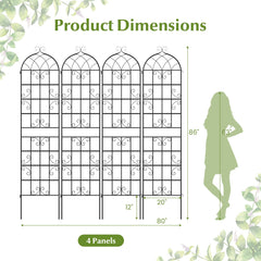 4 Pack 86" x 20" Metal Garden Trellis for Outdoor Climbing Plants