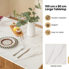 4 Piece Dining Table Set with Bench and 2 Stools-White