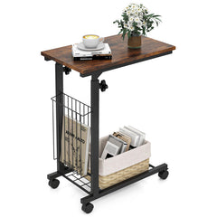 4-Piece Industrial Living Room Set: Fireplace TV Stand + 3-Tier Industrial Style Coffee Table + 71 Inch Freestanding Hall Tree + Adjustable C-shape Sofa Side Table