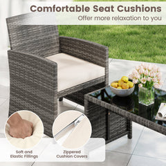 4 Piece Patio Conversation Set Rattan Chair Loveseat and Table Set