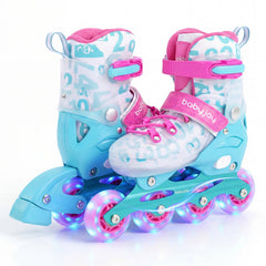 4-Size Adjustable Kids Inline Skates for Beginners Ages 5-7