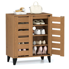 4-Tier Farmhouse Shoe Organizer with Louvered Door