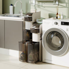 5-Tier Narrow Bathroom Storage Cabinet with Drawers and Tissue Box