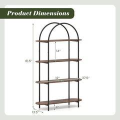 4-Tier Open Bookcase with Sturdy Metal Frame for Living Room